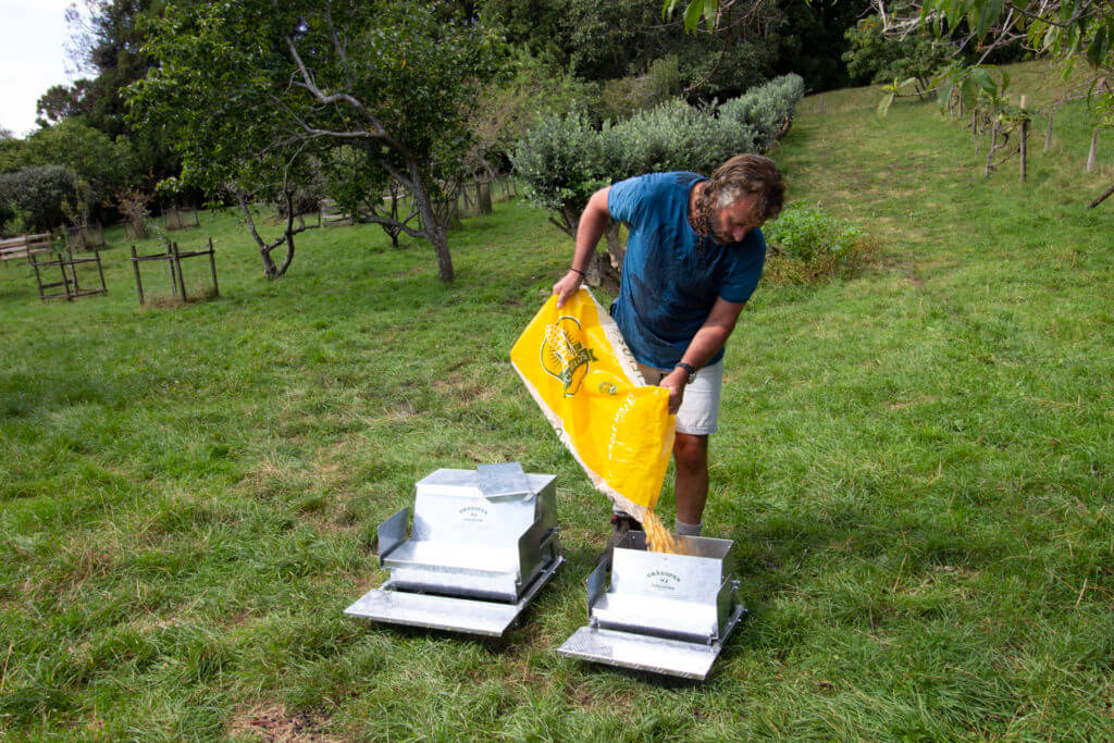 It is easy to refill a Grandpas Chicken feeder